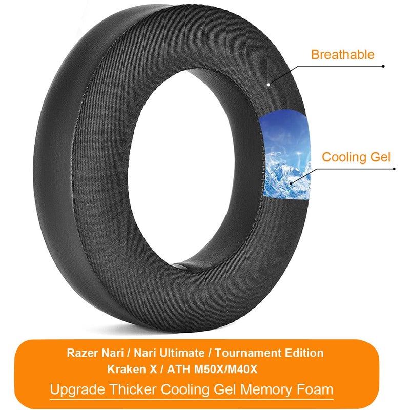 defean Nari Cooling-Gel Ear Pads defean Ear Cushion Foam Replacement Earpad Compatible with Razer Nari/Nari Ultimate/Nari Essential/Kraken Tournament Edition/Kraken Kitty/Kraken X ï¼ŒATH M50X / M40X - Image 3